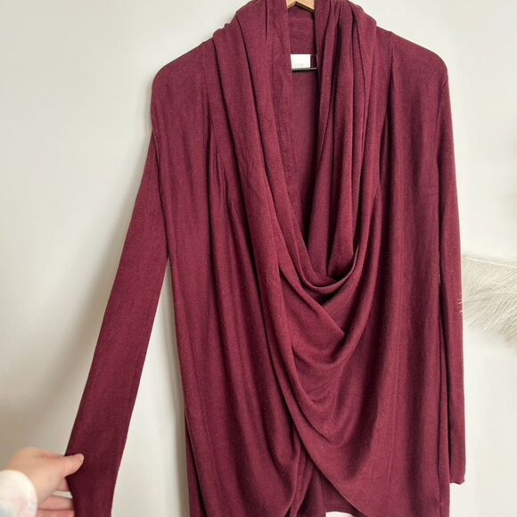 Nordstrom Lingerie Long Wrap Cardigan Burgundy / Wine / Maroon - Picture 5 of 12